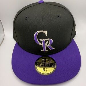 New Era 59Fifty Colorado Rockies Baseball Black/Purple Fitted Hat 6 7/8